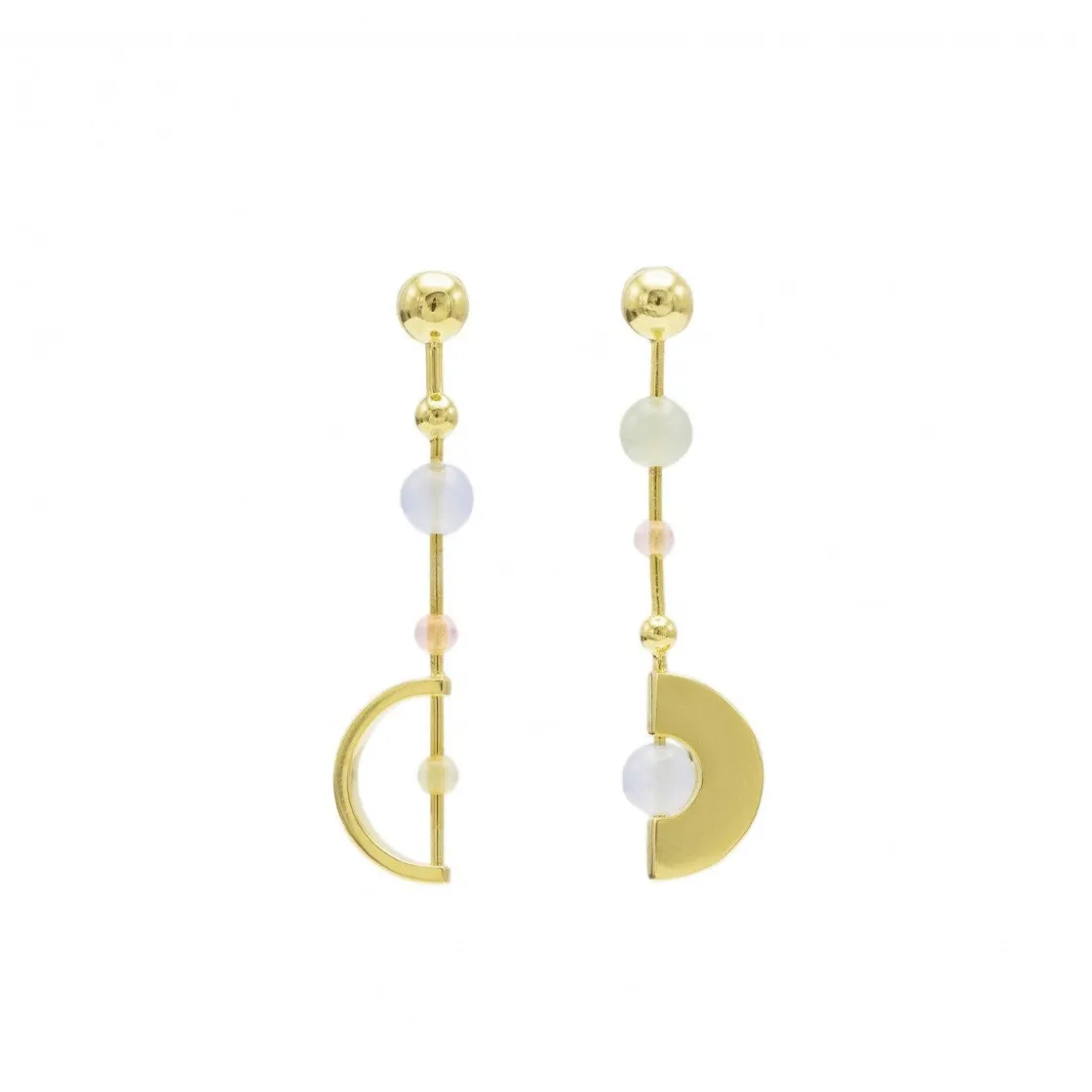 Pendientes Originales | Pendientes Largos | LINEARGENT Pendientes originales de plata diseño lineal con piedras de colores