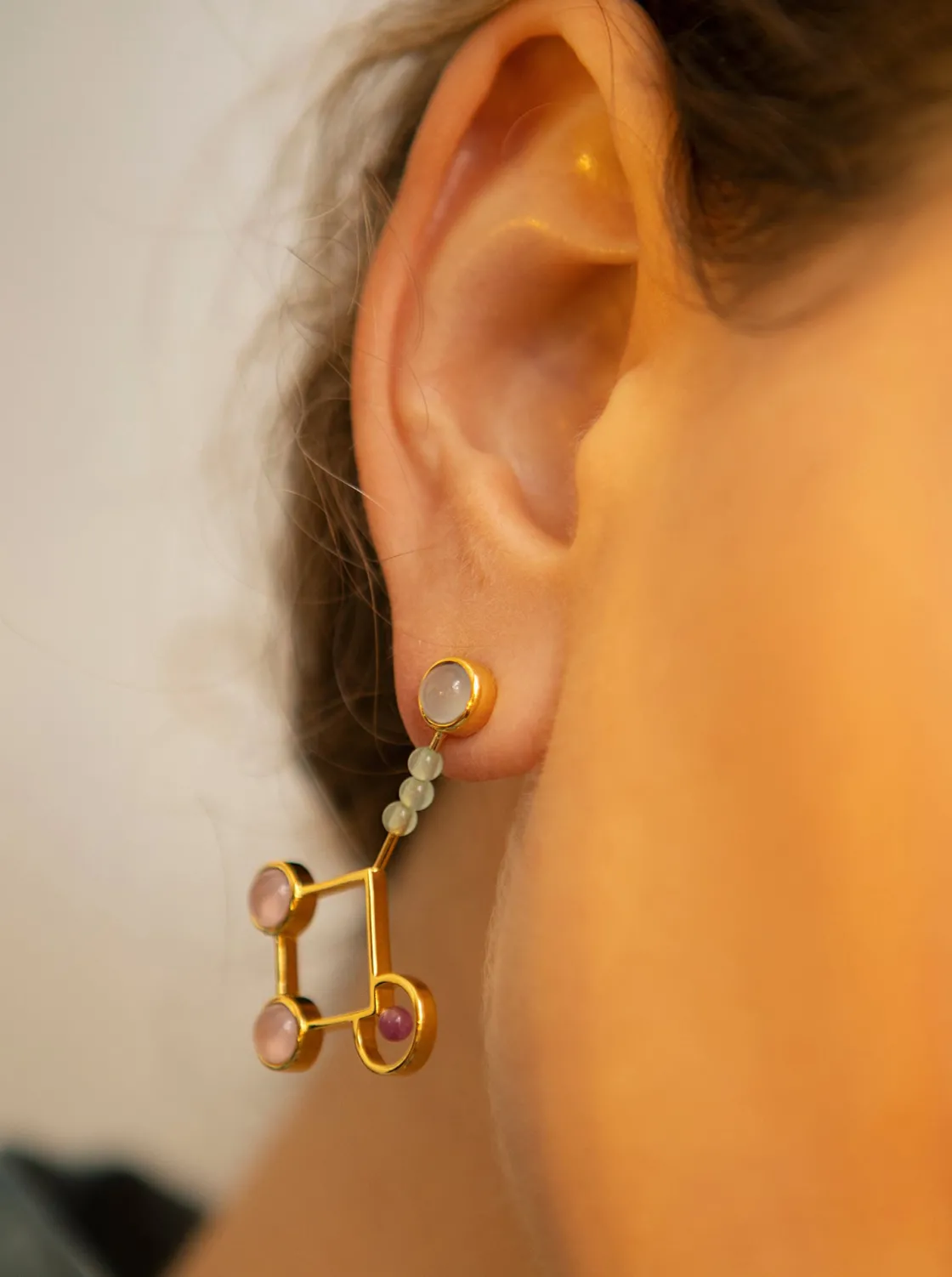 Pendientes Originales | Pendientes Largos | LINEARGENT Pendientes originales de plata diseño rombo con piedras de colores
