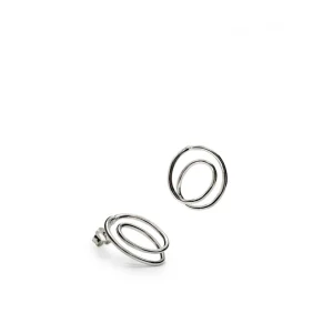 Pendientes Originales | LINEARGENT Pendientes originales de plata doble círculo contorno fino