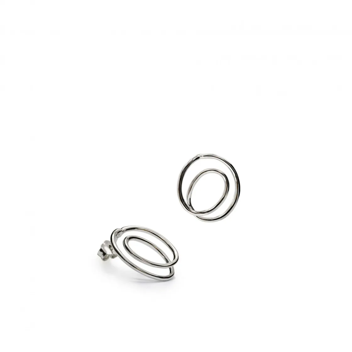 Pendientes Originales | LINEARGENT Pendientes originales de plata doble círculo contorno fino