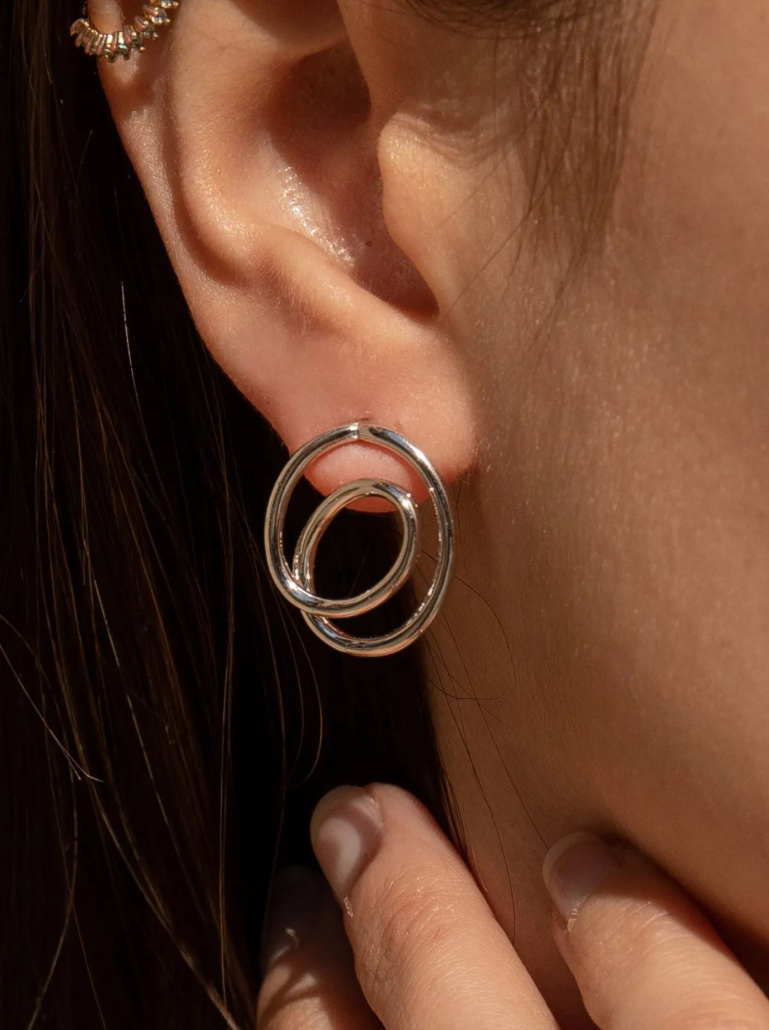 Pendientes Originales | LINEARGENT Pendientes originales de plata doble círculo contorno fino
