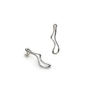 Pendientes Originales | LINEARGENT Pendientes originales de plata líquido irregular en plata lisa