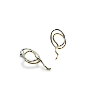 Pendientes Bicolor | LINEARGENT Pendientes originales de plata motivo circular irregular
