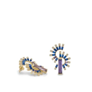 Pendientes De Piedras De Colores | LINEARGENT Pendientes originales diseño abanico zafiro y amatista