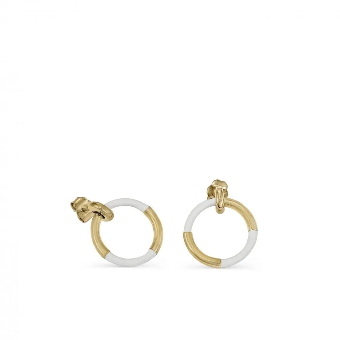 Pendientes Originales | LINEARGENT Pendientes originales diseño combinado de esmalte blanco