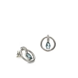 Pendientes De Piedras De Colores | LINEARGENT Pendientes originales diseño de círculo y gema central