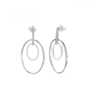 Pendientes Originales | LINEARGENT Pendientes originales diseño de doble aro ovalado con circonitas