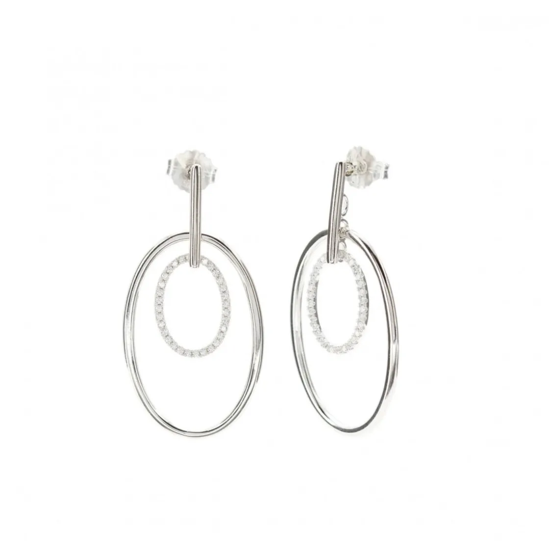 Pendientes Originales | LINEARGENT Pendientes originales diseño de doble aro ovalado con circonitas