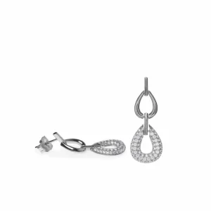 Pendientes Originales | Pendientes Largos | LINEARGENT Pendientes originales diseño de doble óvalo y circonitas