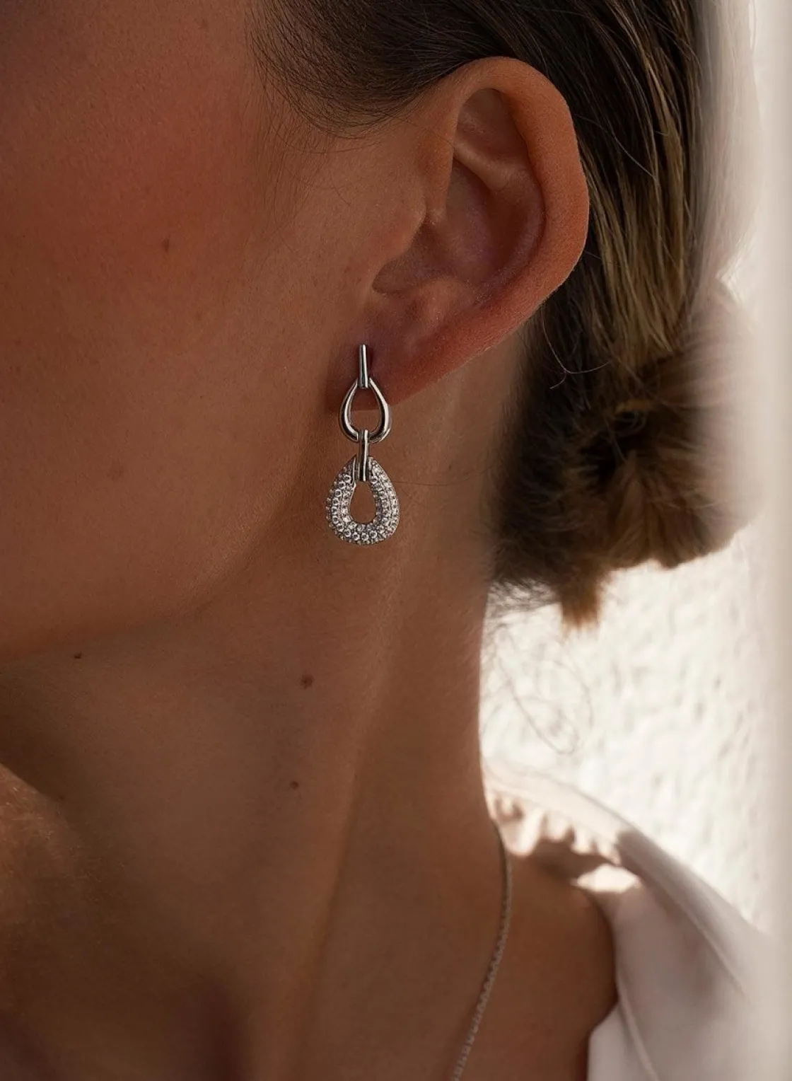 Pendientes Originales | Pendientes Largos | LINEARGENT Pendientes originales diseño de doble óvalo y circonitas