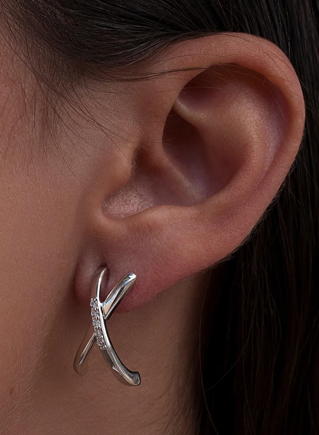 Pendientes Originales | LINEARGENT Pendientes originales diseño de dos bandas cruzadas