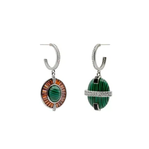 Pendientes Originales | LINEARGENT Pendientes originales diseño doble óvalo con malaquita