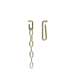 Pendientes Originales | Pendientes Largos | LINEARGENT Pendientes originales diseño eslabones dorados con circonita