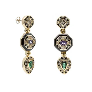Pendientes Largos | Pendientes De Piedras De Colores | LINEARGENT Pendientes originales diseño geométrico estilo étnico