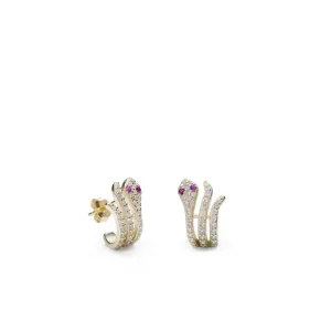 Pendientes Originales | Pendientes Pequeños | LINEARGENT Pendientes originales diseño serpiente horizontal con circonitas