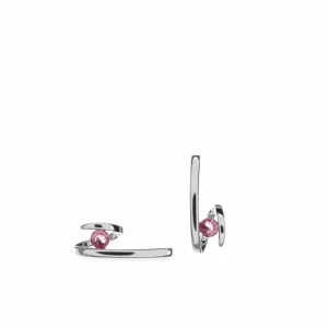 Pendientes De Piedras De Colores | Pendientes Pequeños | LINEARGENT Pendientes originales diseño zig-zag con gema en tono rosa