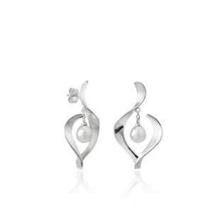Pendientes Perlas | LINEARGENT Pendientes originales plata diseño perla colgante