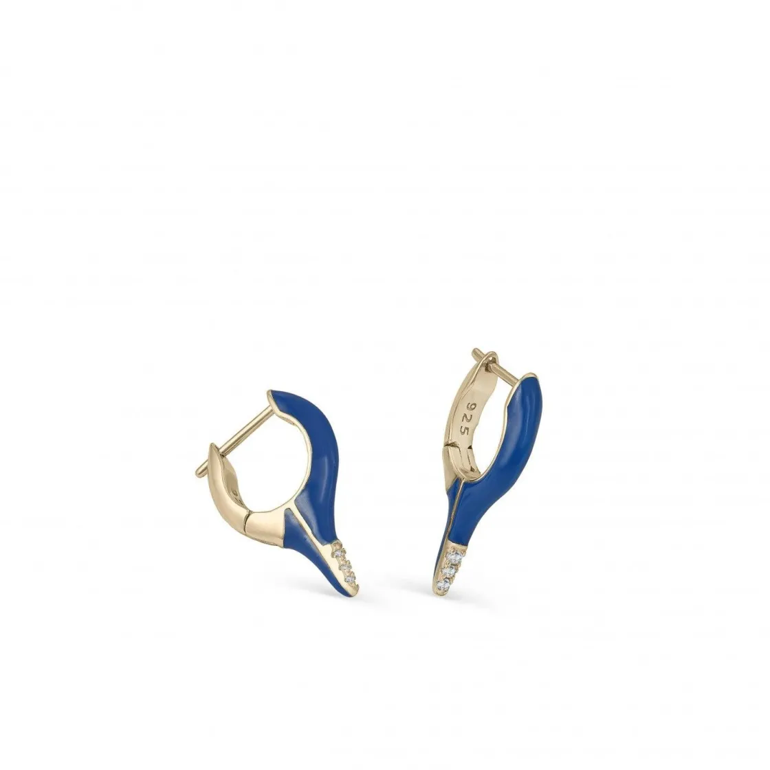 Pendientes Originales | LINEARGENT Pendientes originales plata diseño punta esmalte azul