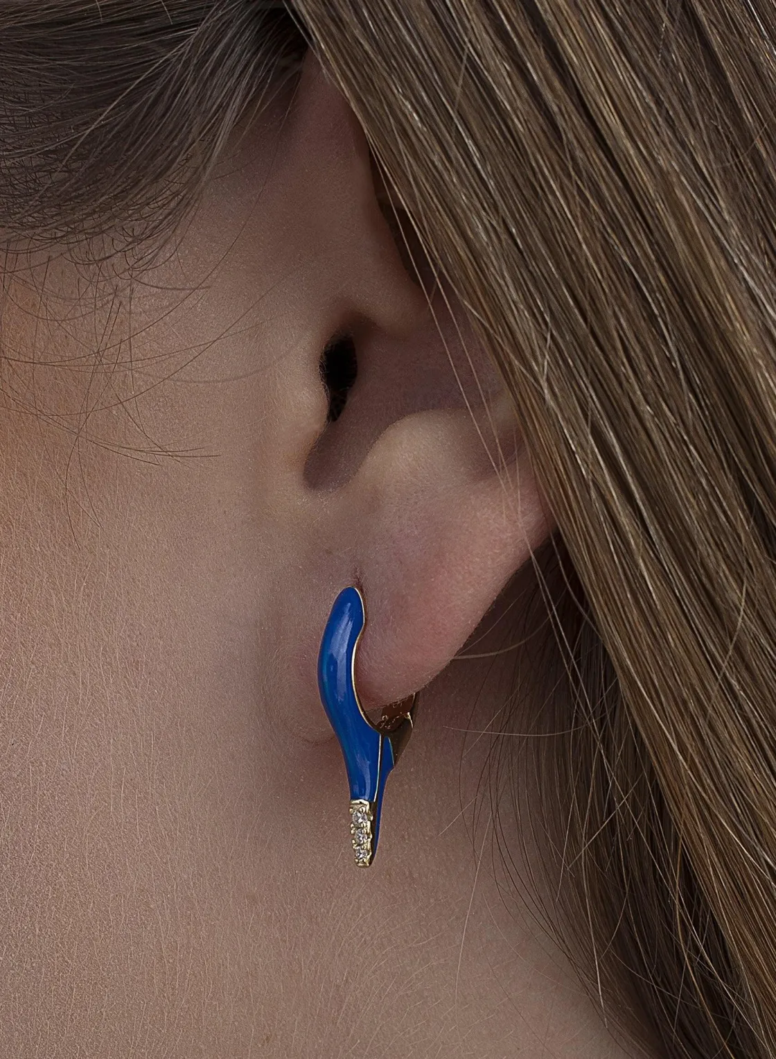 Pendientes Originales | LINEARGENT Pendientes originales plata diseño punta esmalte azul