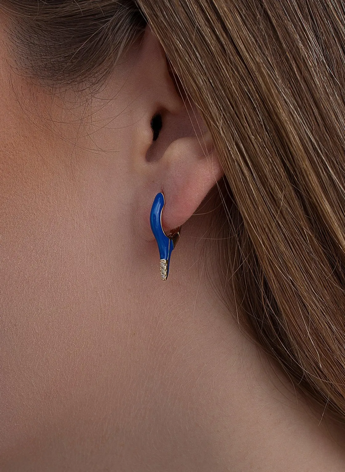 Pendientes Originales | LINEARGENT Pendientes originales plata diseño punta esmalte azul