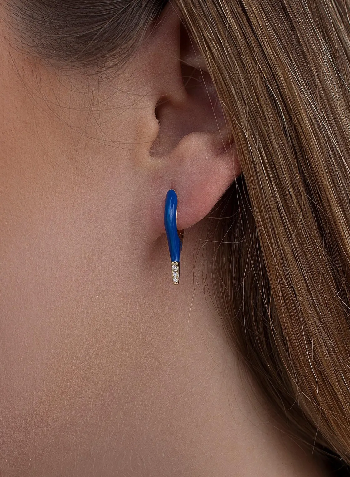 Pendientes Originales | LINEARGENT Pendientes originales plata diseño punta esmalte azul