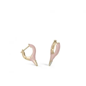 Pendientes Originales | LINEARGENT Pendientes originales plata diseño punta esmalte rosa