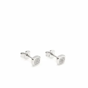 Pendientes Pequeños | LINEARGENT Pendientes pequeños brillantes de diseño cuadrado