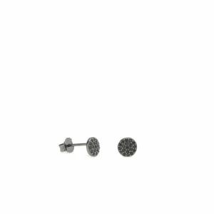 Pendientes Pequeños | LINEARGENT Pendientes pequeños brillantes plata rutenio motivo mini círculo