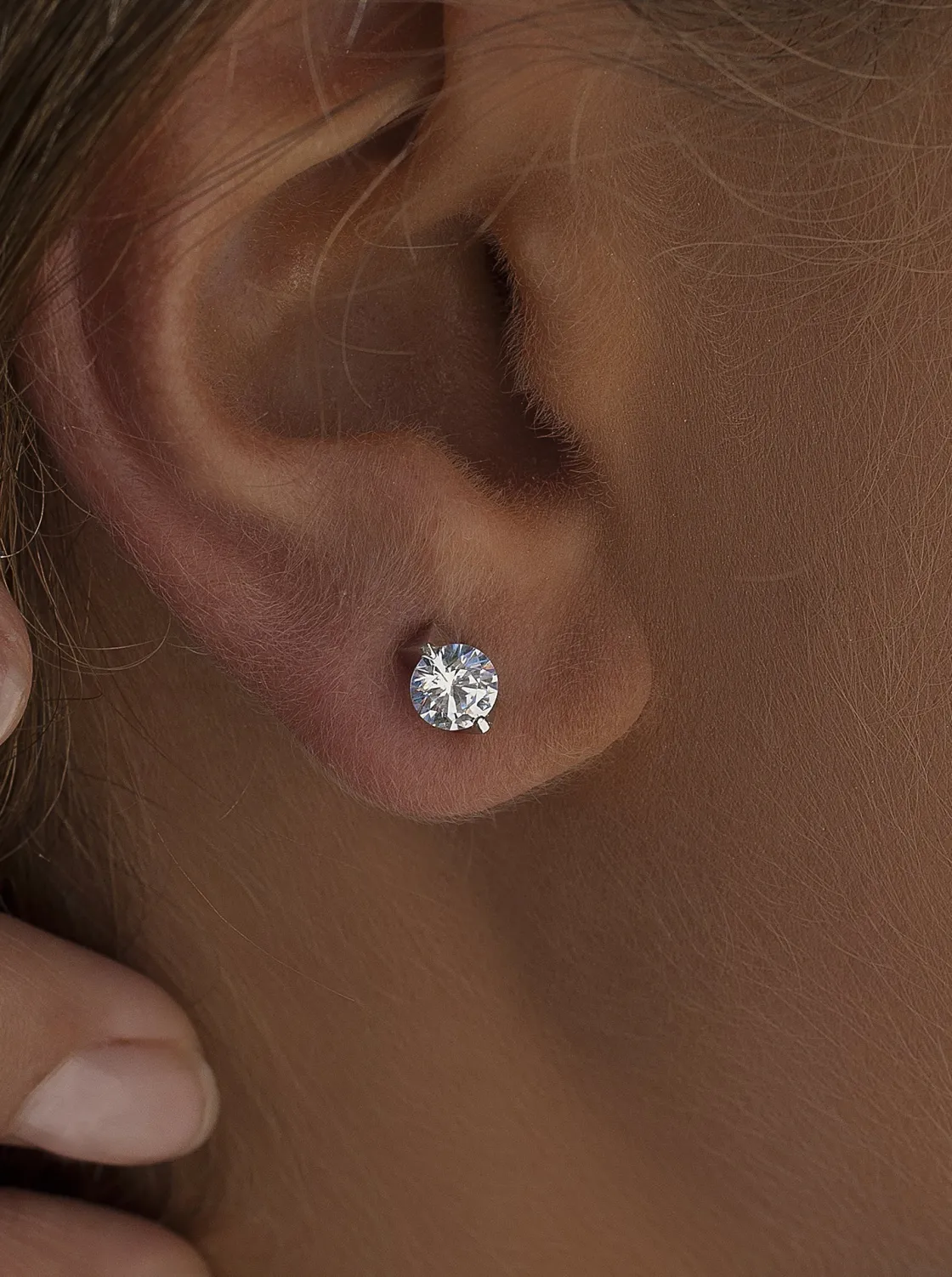 Segundo Pendiente | Pendientes Pequeños | LINEARGENT Pendientes pequeños con circonita y soporte de grapas