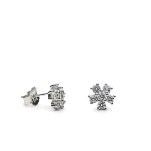 Pendientes Pequeños | LINEARGENT Pendientes pequeños con circonitas silueta floral