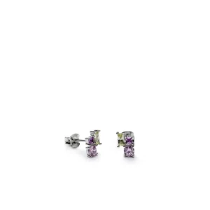 Pendientes De Piedra Natural | Pendientes De Piedras De Colores | LINEARGENT Pendientes pequeños con cuarzos adamantinos tonos rosados