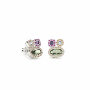 Pendientes Largos | LINEARGENT Pendientes pequeños de piedras de colores multicolor