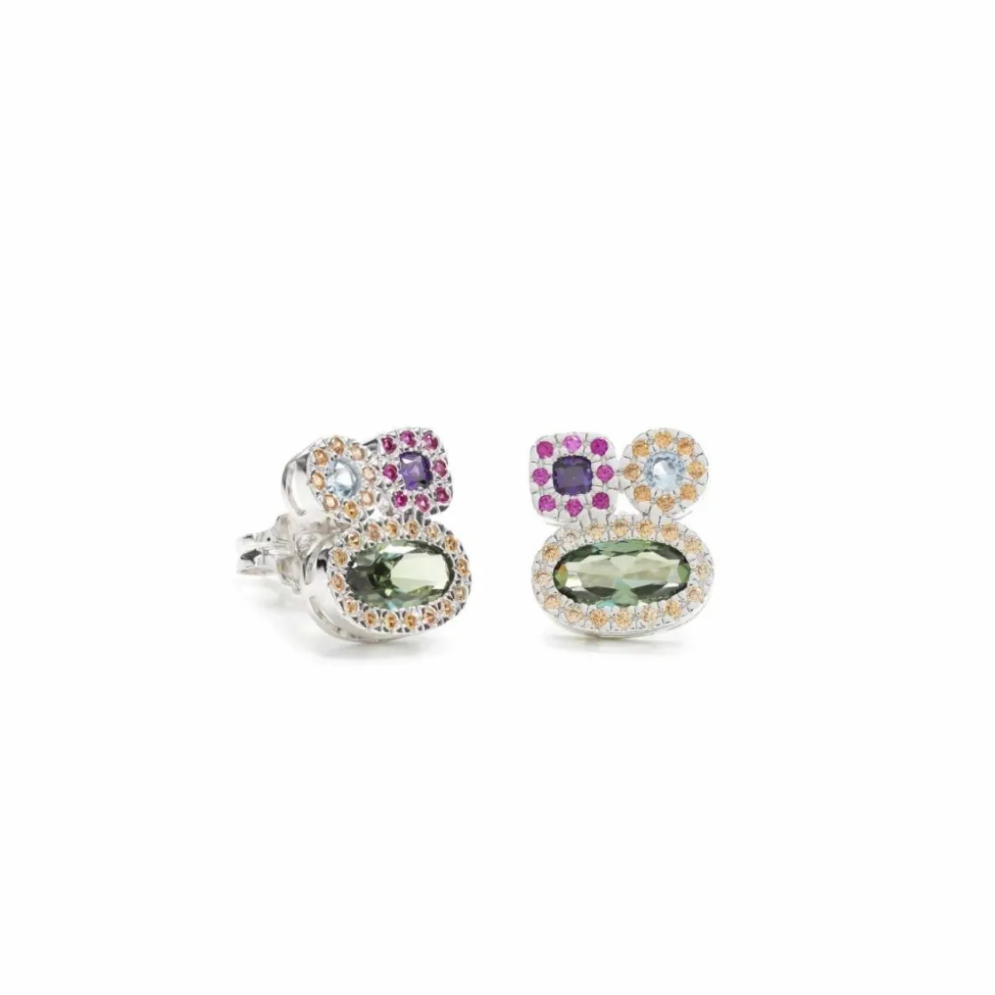 Pendientes Largos | LINEARGENT Pendientes pequeños de piedras de colores multicolor