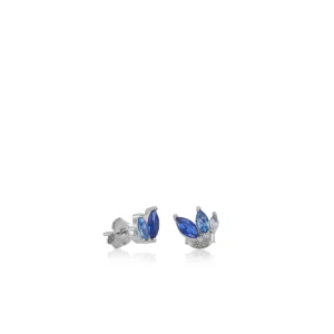 Pendientes Pequeños | LINEARGENT Pendientes pequeños de plata con gemas en tonos azul