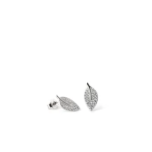 Pendientes Pequeños | LINEARGENT Pendientes pequeños de plata diseño hoja con circonitas