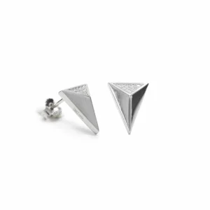 Pendientes Pequeños | LINEARGENT Pendientes pequeños diseño triangular cóncavo con circonitas