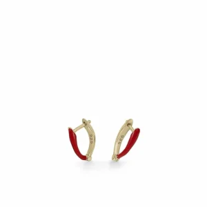 Pendientes Originales | LINEARGENT Pendientes pequeños en plata diseño esmalte rojo