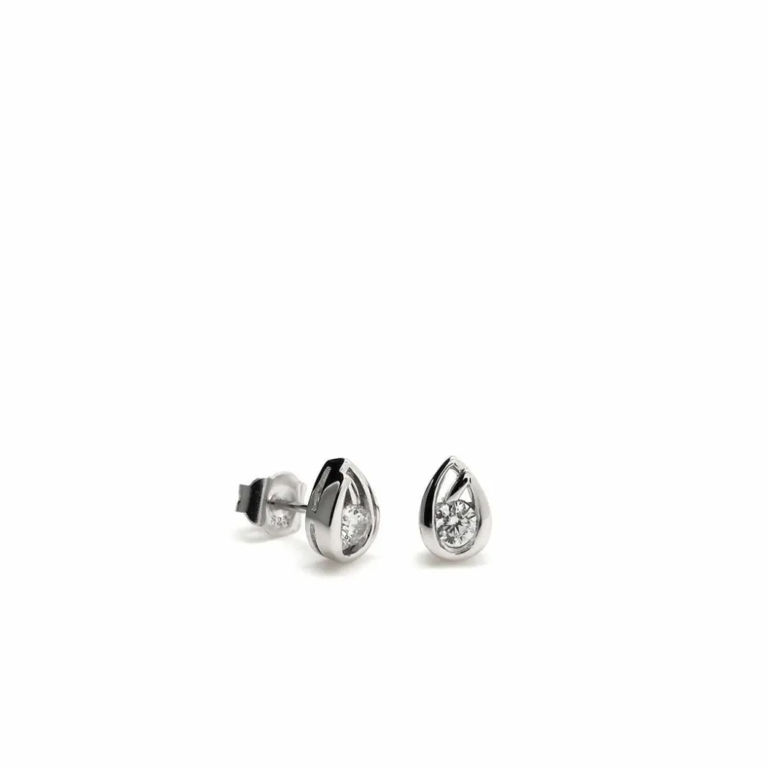 Pendientes Pequeños | LINEARGENT Pendientes pequeños ovalados de plata con circonita