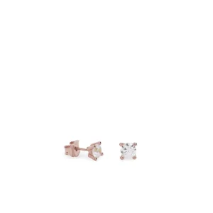 Pendientes Pequeños | LINEARGENT Pendientes pequeños plata baño rosa diseño 4 garras con circonita