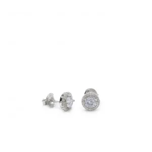 Pendientes Pequeños | LINEARGENT Pendientes pequeños plata brillantes con motivo redondo y circonitas