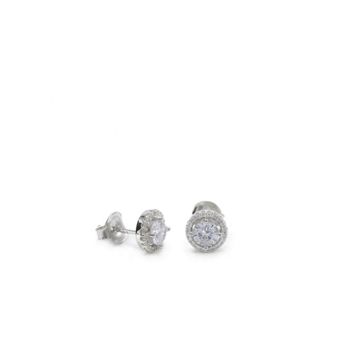 Pendientes Pequeños | LINEARGENT Pendientes pequeños plata brillantes con motivo redondo y circonitas