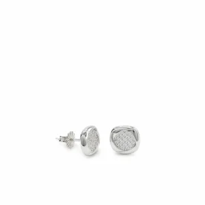 Pendientes Pequeños | LINEARGENT Pendientes pequeños plata brillantes con silueta circular y circonitas