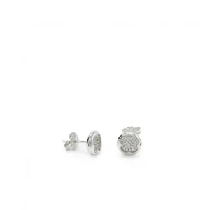 Pendientes Pequeños | LINEARGENT Pendientes pequeños plata brillantes con silueta de flor y circonitas