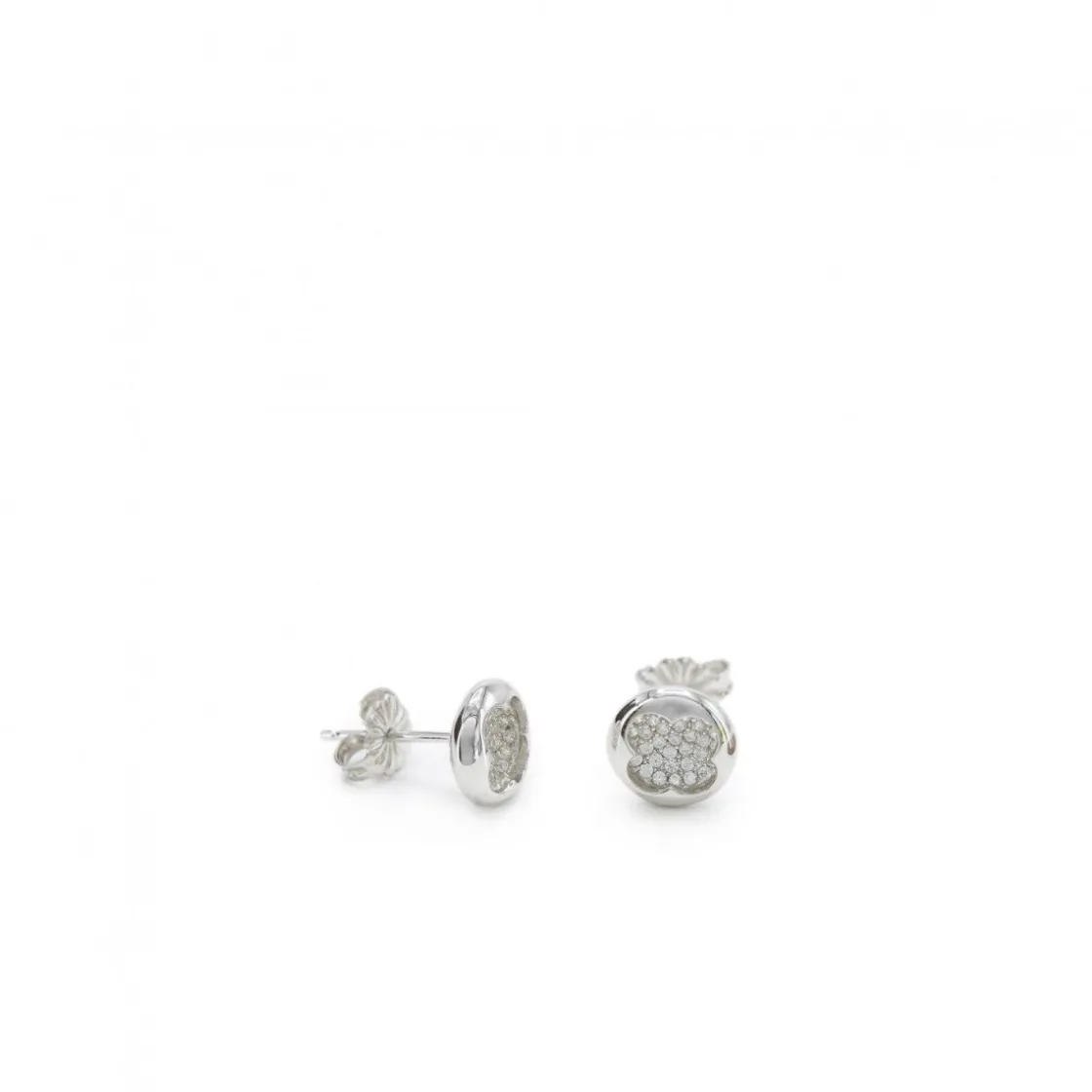 Pendientes Pequeños | LINEARGENT Pendientes pequeños plata brillantes con silueta de flor y circonitas
