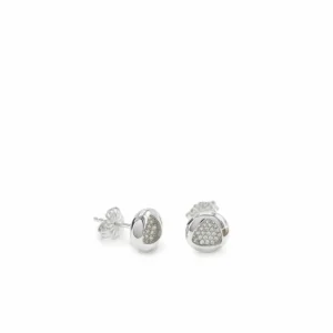 Pendientes Pequeños | LINEARGENT Pendientes pequeños plata brillantes con silueta triángulo y circonitas