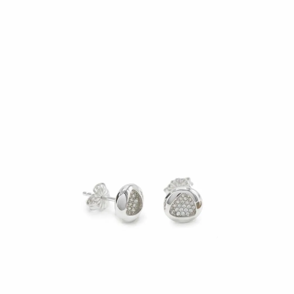 Pendientes Pequeños | LINEARGENT Pendientes pequeños plata brillantes con silueta triángulo y circonitas