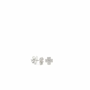 Pendientes Pequeños | LINEARGENT Pendientes pequeños plata brillantes trébol 4 hojas