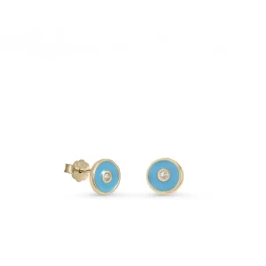 Pendientes Pequeños | LINEARGENT Pendientes pequeños plata circular esmalte azul