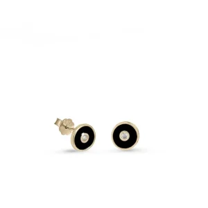 Pendientes Pequeños | LINEARGENT Pendientes pequeños plata circular esmalte negro