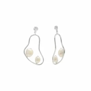Pendientes Perlas | LINEARGENT Pendientes perla colgante diseño de pera irregular